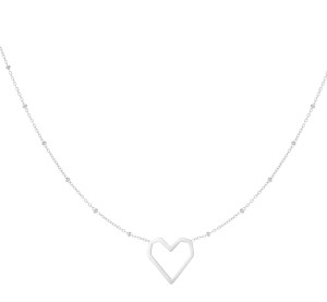 Ketting met bolletjes en hartje, zilver 