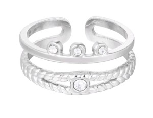 Ring sierlijk met steentjes, zilver