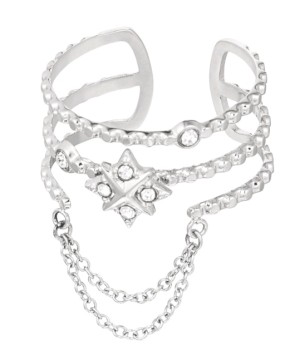 Ring met steentjes en ketting, zilver