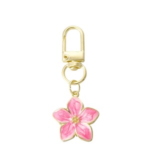 Donker roze bloem sleutelhanger 