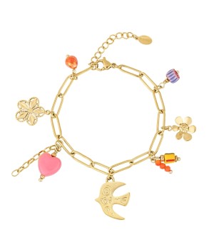 Gouden bedel armband vogel