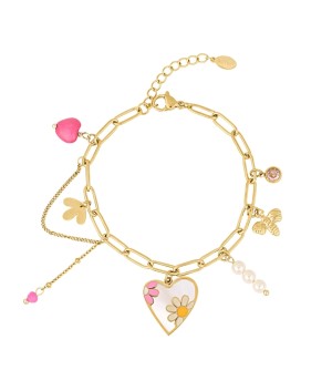 Gouden bedel armband hartje