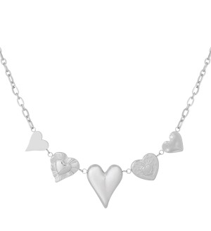 Zilveren hartjes ketting 
