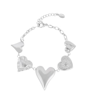 Zilveren hartjes armband 
