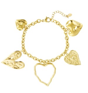 Gouden hartjes bedel armband 