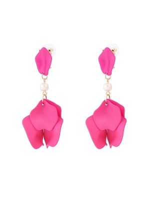 Fuchsia bloem hang oorbellen 
