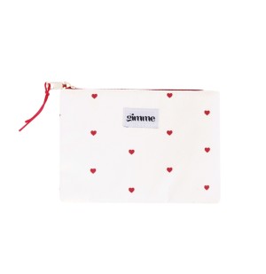 Crème make-up tasje met rode hartjes
