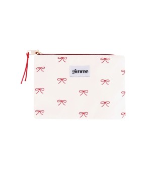 Crème make-up tasje met rode strikjes