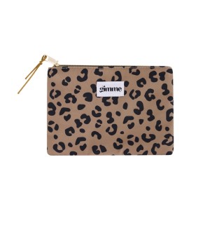 Bruin make-up tasje met zwarte pantervlekken 