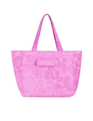 Grote licht roze schoudertas met palmbladen