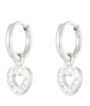 Oorbellen schattig hartje, zilver. 