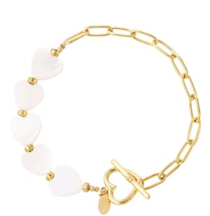 Armband met schelpenhartjes, goud